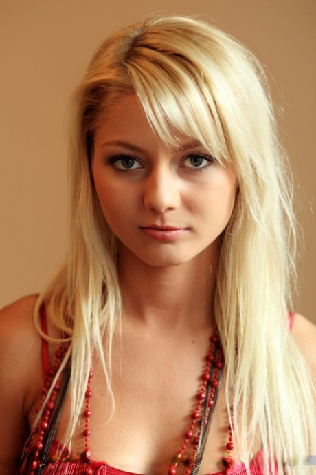 Beautiful slim blonde with small boobs Grace C reveals her shaved cunt 26744082
