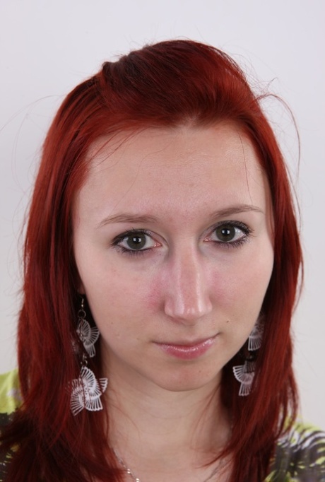 Redhead amateur Monika takes a seat on a stool after standing naked 14070039