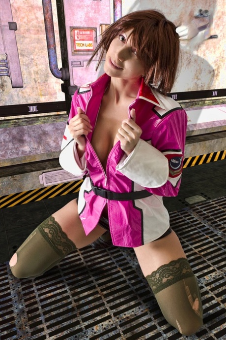 Cute cosplayer exposes her tits and ass after biting down on a finger 45962312