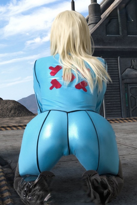 Hot blonde removes her latex cosplay outfit before holding her perfect ass 64490307