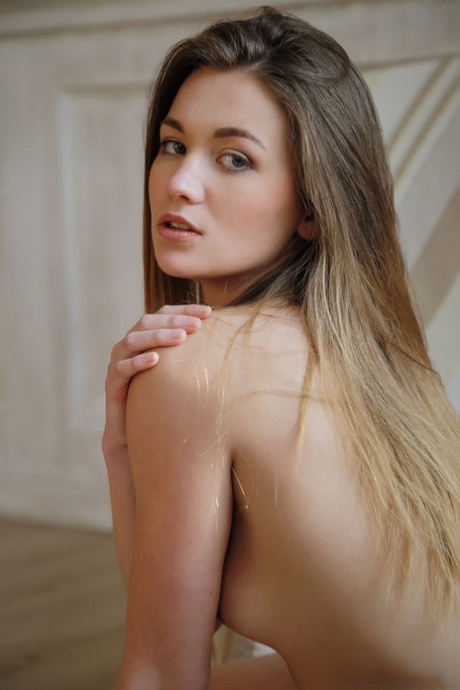 Beautiful solo girl Solveig strips off black bra and panty set 91851902