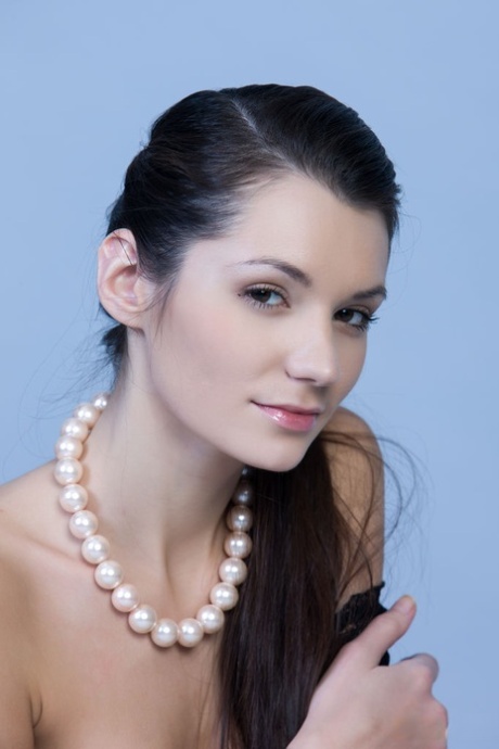 Long legged model Leila sports a ponytail & necklace during a great nude shoot 77668856