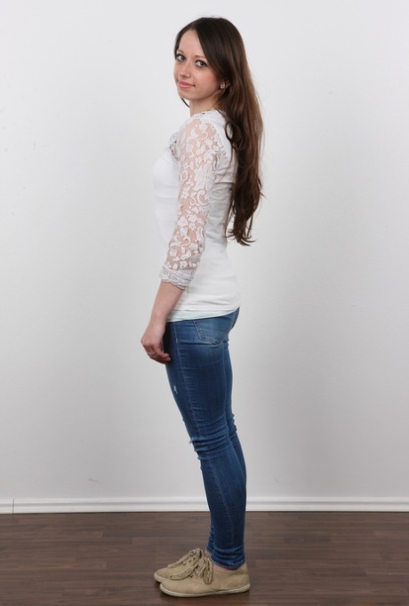 Amateur chick Lucie goes from dressed in blue jeans to posing in the nude 47039104