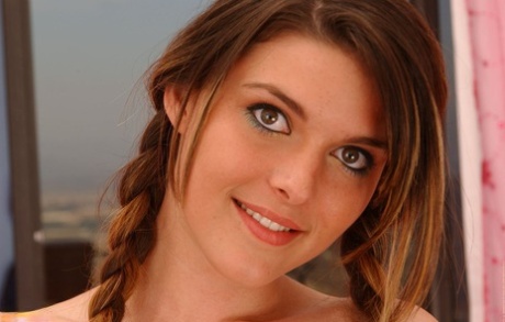 Pretty young girl Aareena plays with her pigtails before masturbating 96975318