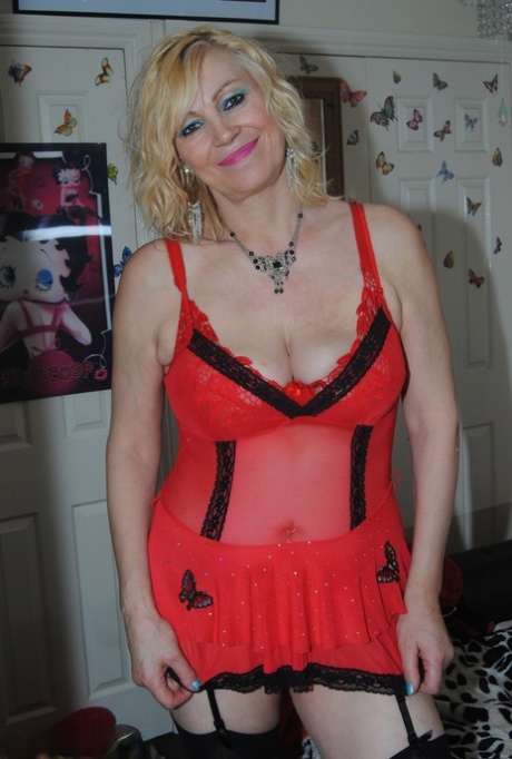 Hot older woman Platinum Blonde models non-nude in sexy lingerie 62822153