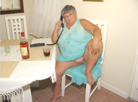 Obese amateur Grandma Libby bares her tan lined body after a phone sex 94543493