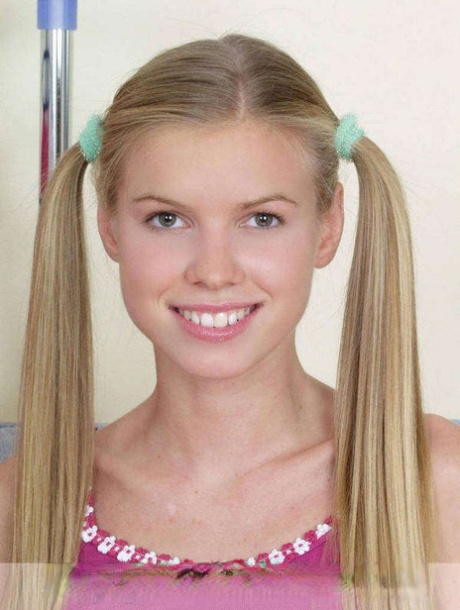 Adorable teen Marketa gets completely naked with her hair in pigtails 57399438