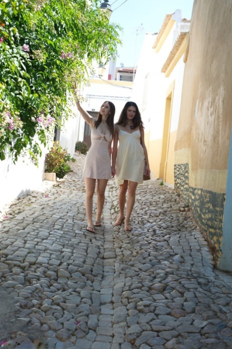 Lesbian lovers Francesca DiCaprio & Stella Cox flash upskirts while on holiday 94338711