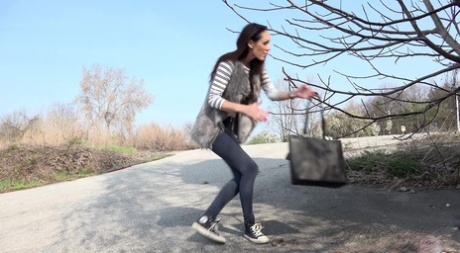 Cynthia Vellons pulls down her leggings on the road for an urgent piss 96415103