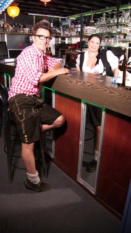Obese German granny serves up a beer before sucking and fucking a customer 47267862