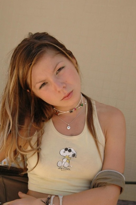 Adorable young girl goes topless while wearing cute panties 47754199