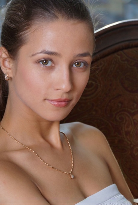 Teen model Layna strikes confident nude poses with hands on slender hips 28645293