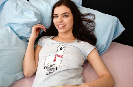 Fresh faced teen Emily Mayers does POV anal sex on a bed 81143338