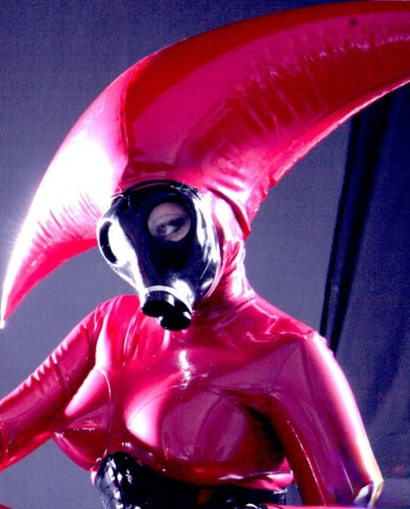 Lesbians Darkwing Zero & Lady Cassandra wear latex costumes during SFW play 90309128