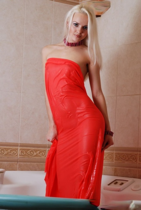 Hot blonde teen Vika T takes a bath in a provocative fashion 77040507