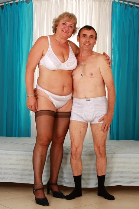 Nylon clad European granny giving head and and riding cock before cumshot 26333899