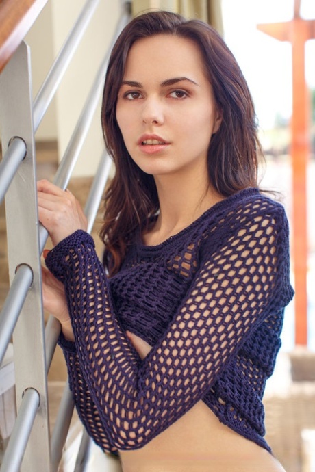 Nice teen Nasita frees her thin body from mesh clothing and underwear 99929977
