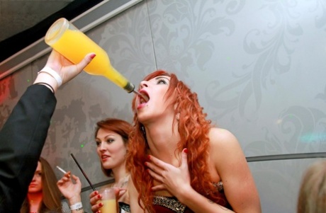 Slutty friends get drunk at the club and suck cock in hot CFNM party action 67711507