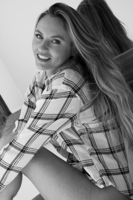 Beautiful girl with long hair Natasha Anastasia goes nude in front of a mirror 60990046