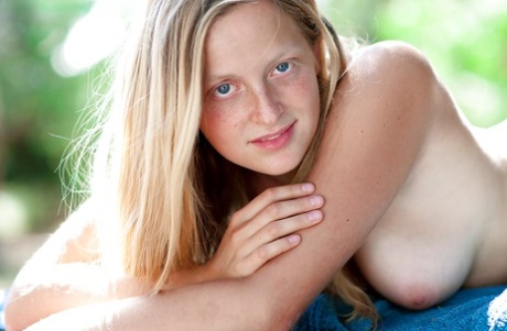 18 year old blonde first timer Alena shows off her hairy teen cunt outdoors 41228968