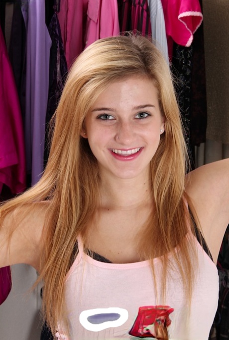 Cute barely legal blonde girl Karma Jones stripping down to underwear 40206101
