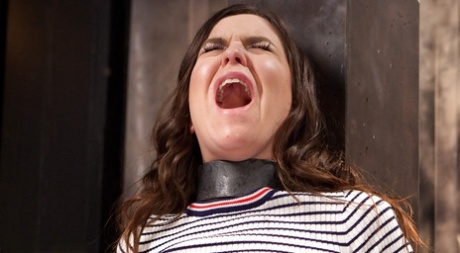 Pretty girl Juliette March gets whipped and toyed while in metal bondage 55041622