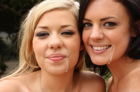 Teen cuties plays a gonzo threesome action sharing a cock getting facialized 68889269