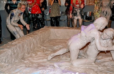 Sexy european fetish lady Eliss Fire is into wild and messy mud wrestling 71909978