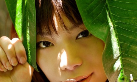 Asian coed with awesome tits Hikari Hino posing topless outdoor 13279079