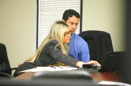Busty office lady Jenna Cruz gives head and gets shagged tough 45558748